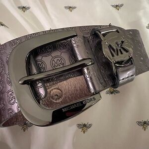 Michael Kors metallic silver monogram belt. Size Small. Unisex
